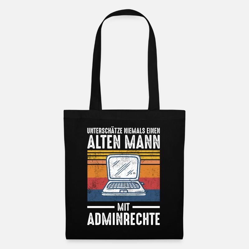 Alter Mann - Admin | Retro Vintage Style - Stoffbeutel - Schwarz