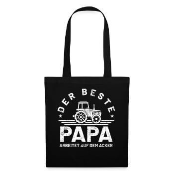 Bauer Landwirt Papa Vater Vatertag Vintage - Stoffbeutel - Schwarz - Vorne