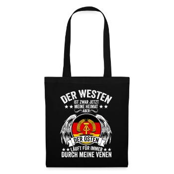 Osten Ostdeutscher Ossi Ostdeutschland DDR - Stoffbeutel - Schwarz - Vorne