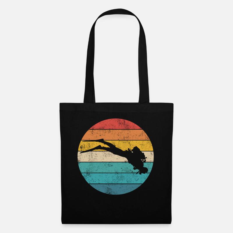 Tauchen | Taucher Retro Vintage - Stoffbeutel - Schwarz