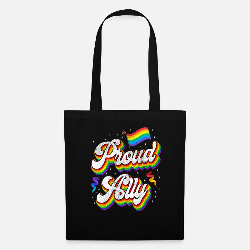 LGBT Pride Proud Ally Rainbow Flag - Stoffbeutel - Schwarz