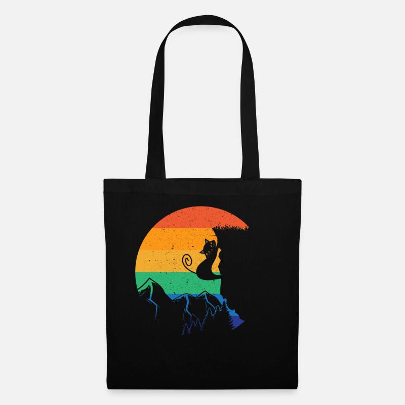 Rock Climbing Climber Cat Retro - Stoffbeutel - Schwarz