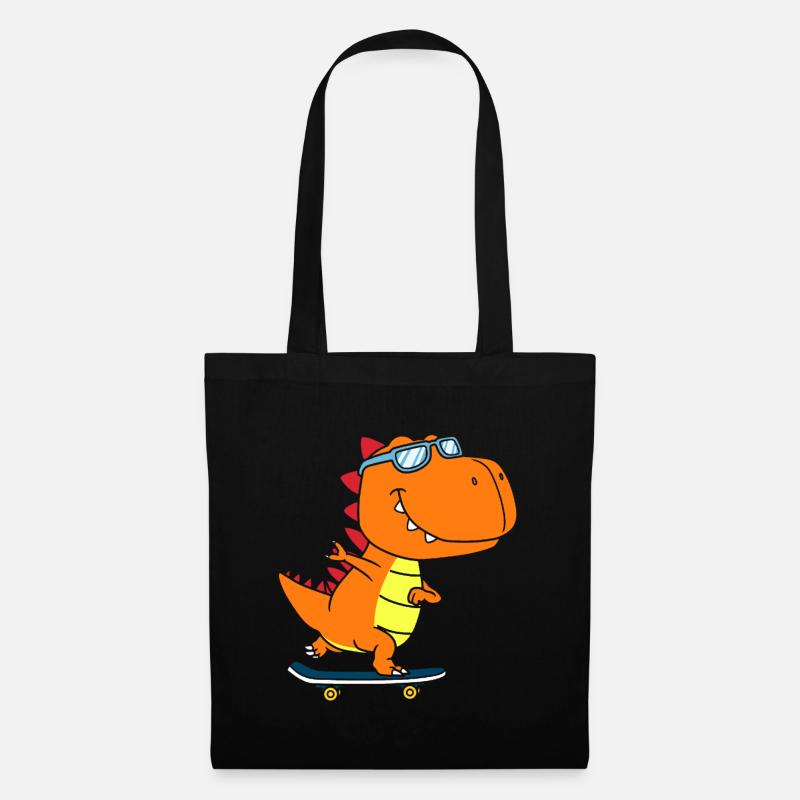 T-Rex Dinosaurier Trex Dino Skateboard - Stoffbeutel - Schwarz