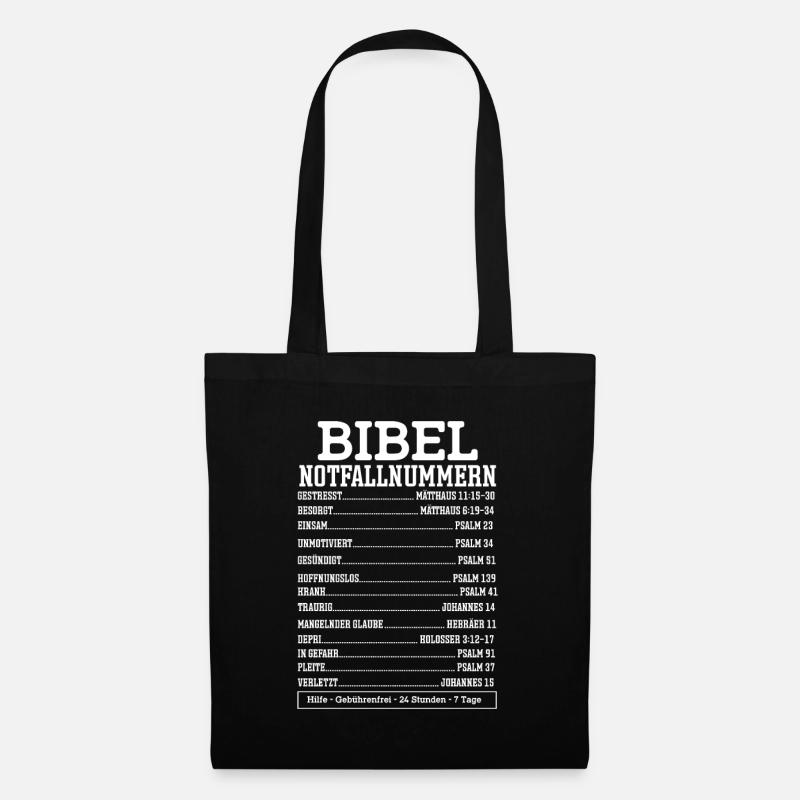 Bibel Notfallnummer Lustige Bibelverse Taufe - Stoffbeutel - Schwarz