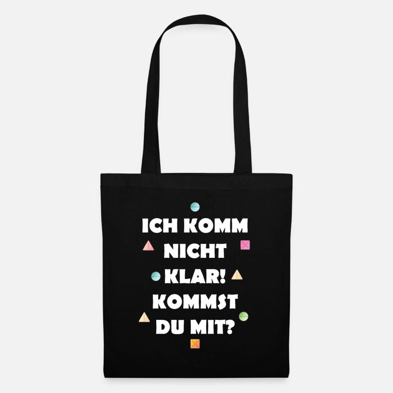 Ich komm nicht klar! Kommst du mit? Sommer Techno - Stoffbeutel - Schwarz