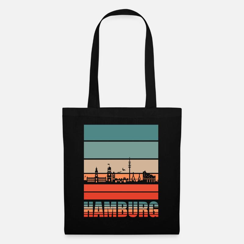 Hamburg HH Hansestadt Hamburger Geschenk - Stoffbeutel - Schwarz