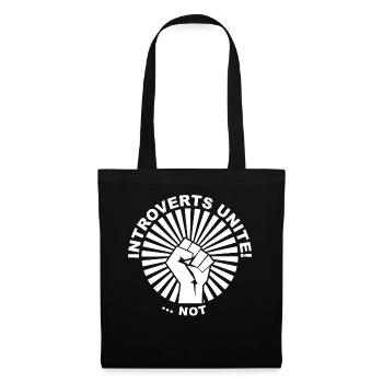 Introverts Unite Lustiger Introvertierter Spruch - Stoffbeutel - Schwarz - Vorne