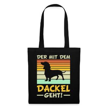 Dackel Geschenke | Lustiger Dackel Spruch - Stoffbeutel - Schwarz - Vorne