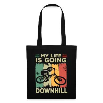 MTB Spruch Dirt Jump My Life is going Dowhill - Stoffbeutel - Schwarz - Vorne