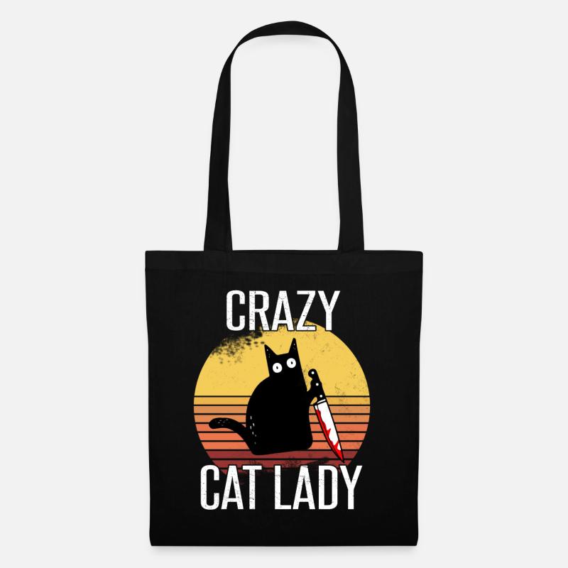 Crazy Cat Lady - Stoffbeutel - Schwarz