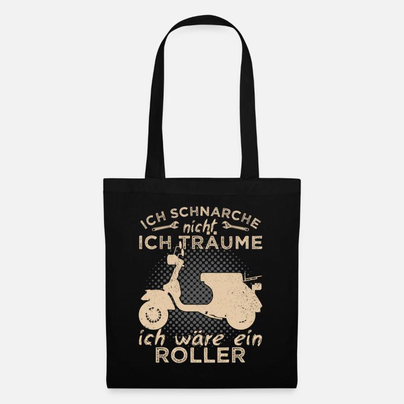 Motorroller Roller Rollerfahrer Scooter Zweirad - Stoffbeutel - Schwarz