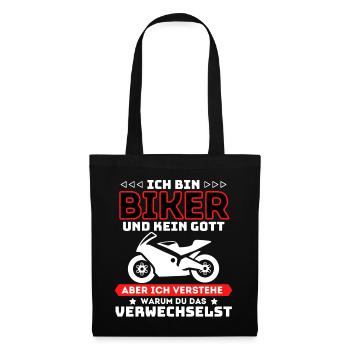 Lustiger Biker und Motrrad Motorradfahrer Spruch - Stoffbeutel - Schwarz - Vorne