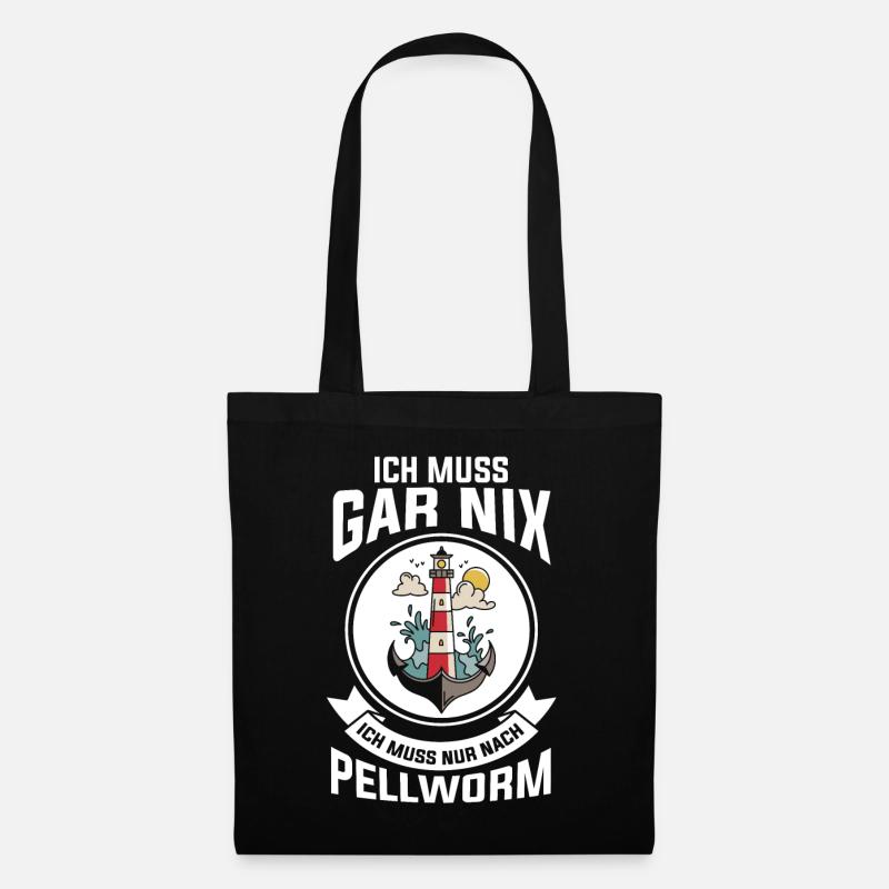 Ich muss gar nix ich muss nur nach Pellworm - Stoffbeutel - Schwarz
