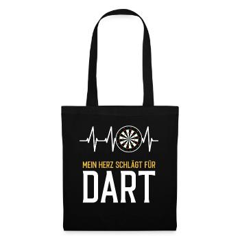 Dart Herzschlag - lustiger Spruch - Stoffbeutel - Schwarz - Vorne