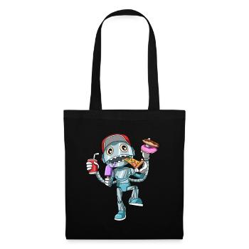 Kids Birthday Funny Robot Unhealthy Food Bday - Tote Bag - black - Front