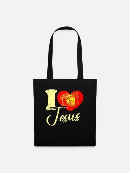 Ich liebe Jesus - Stoffbeutel - Schwarz