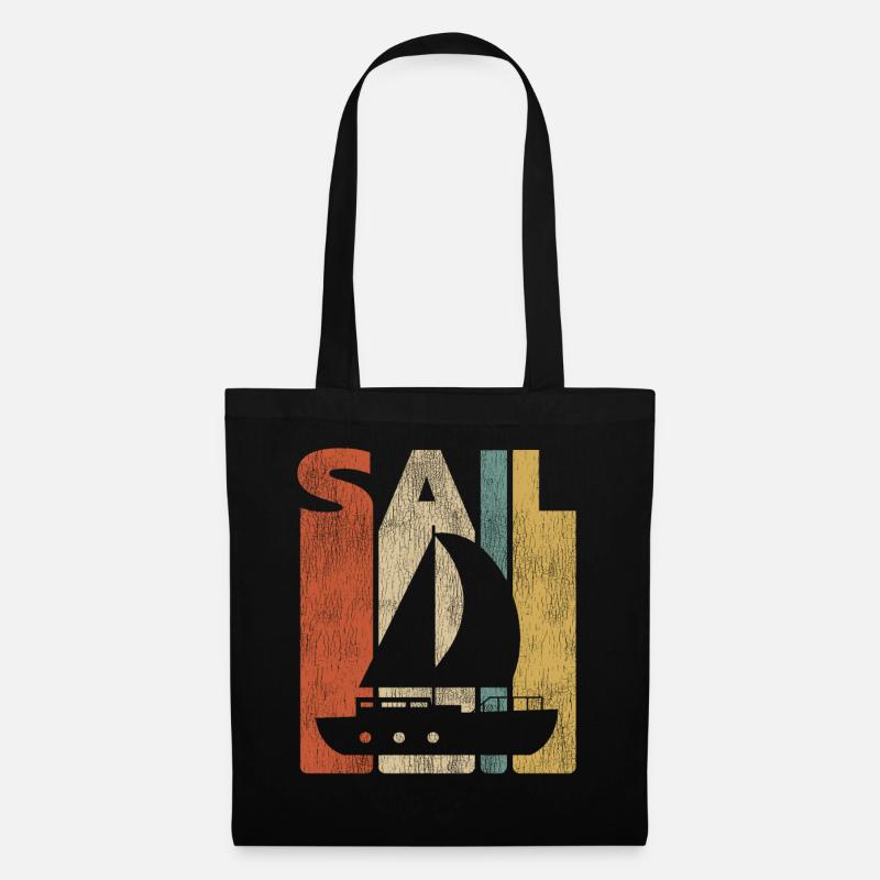 Sail Sailboat Vintage Retro - Stoffbeutel - Schwarz
