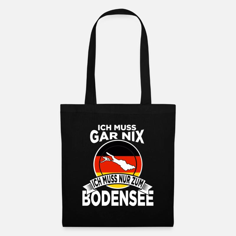 Ich muss gar nix ich muss nur zum Bodensee - Stoffbeutel - Schwarz