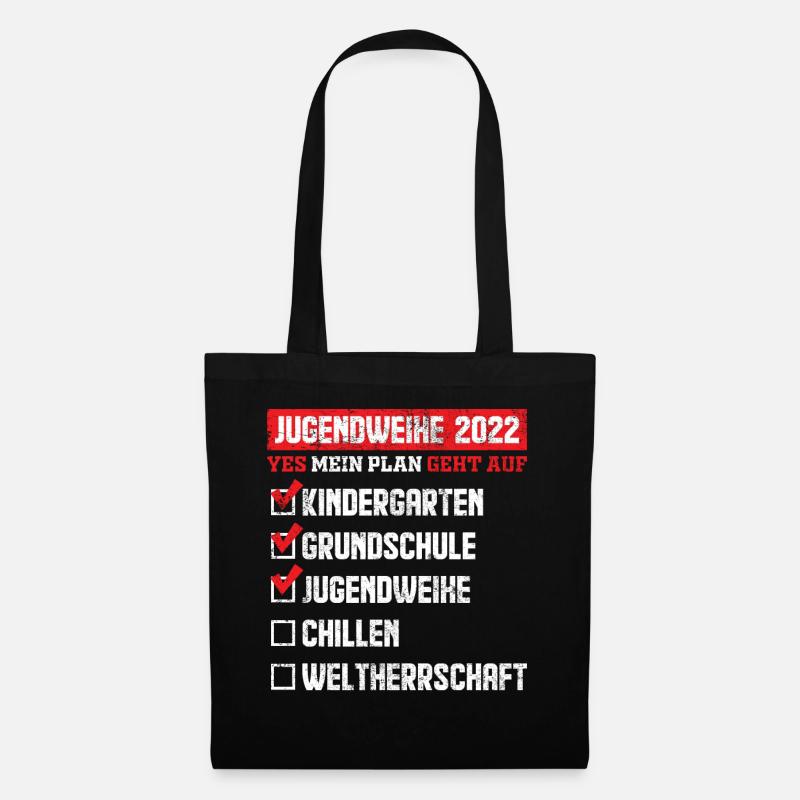 Jugendweihe 2022 Liste Check Geschenkideen - Stoffbeutel - Schwarz