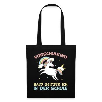 Vorschulkind Schule Vorschule Einhorn Mädchen - Stoffbeutel - Schwarz - Vorne