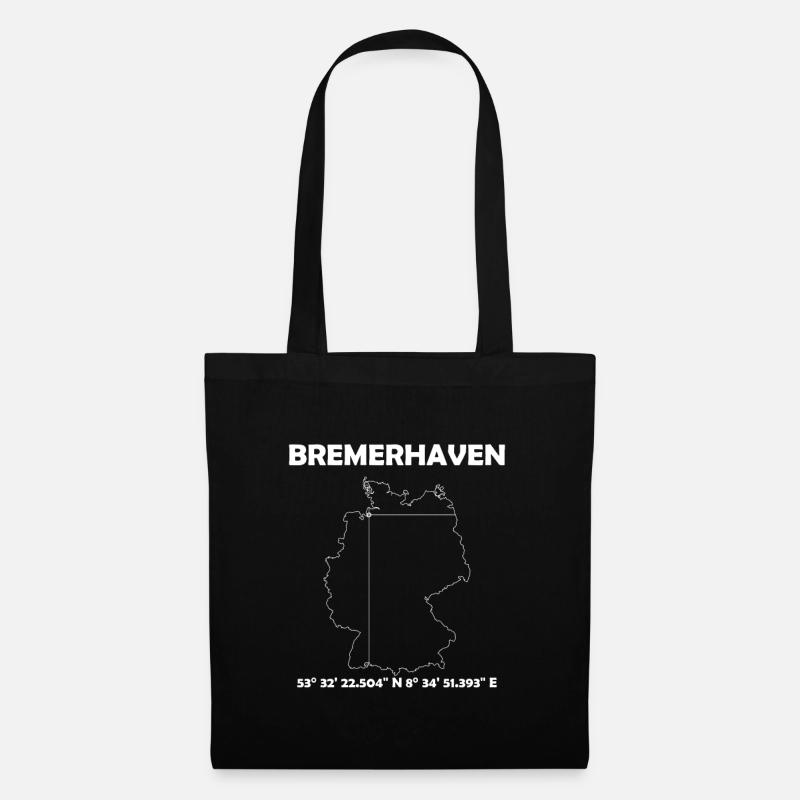 Bremerhaven Karte - Stoffbeutel - Schwarz