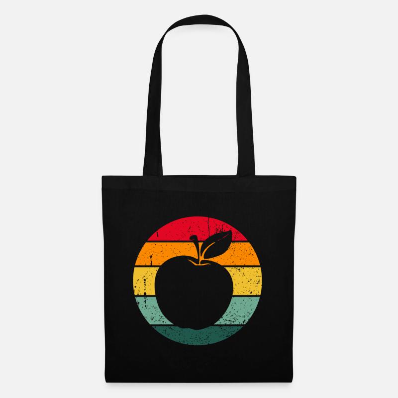 Vintage Retro Apple Fruit Apple Tree Gift Idea - Tote Bag - black