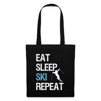 Eat Sleep Ski Repeat Skieur shirt idée cadeau - Sac en tissu - noir - Devant