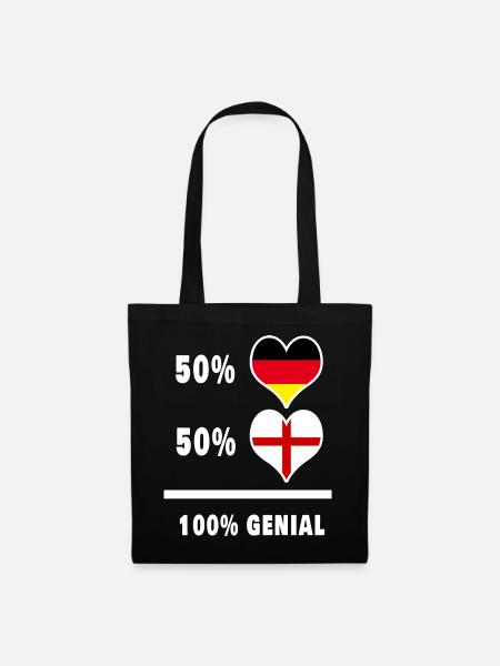 Deutschland und England 100% Genial / Geschenk - Stoffbeutel - Schwarz