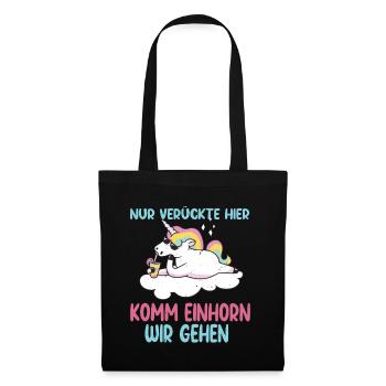 Unicorn Only Crazy Here Unicorn Panda - Stoffbeutel - Schwarz - Vorne