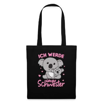 Ich werde große Schwester 2022 für Geschwister - Stoffbeutel - Schwarz - Vorne