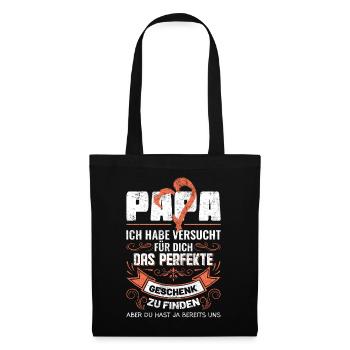 Papa Kinder Tochter Sohn Geschenkideen - Stoffbeutel - Schwarz - Vorne