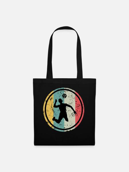 Retro Volleyballer Beach Volleyball Spieler - Stoffbeutel - Schwarz