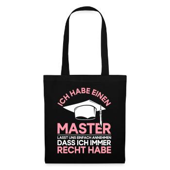 Master Abschluss Geschenk Master Hut Lustig Spruch - Stoffbeutel - Schwarz - Vorne