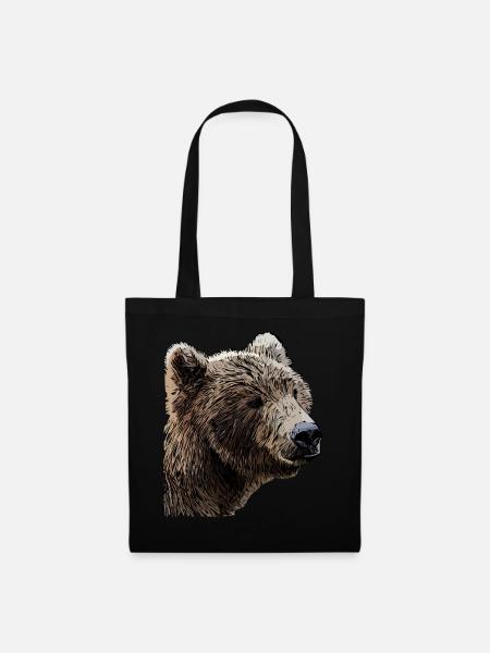 Bären Braunbär Tier Motiv Aufdruck Kunst Bär - Stoffbeutel - Schwarz