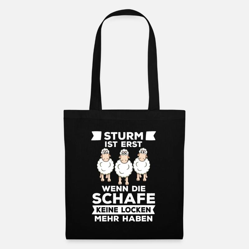 Schaf Schafe Schäfer bei Sturm Geschenk - Stoffbeutel - Schwarz
