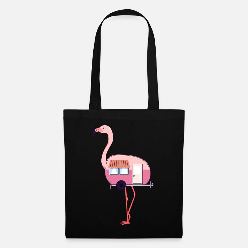 Flamingo Camper Van Camping Outdoor Watvogel - Stoffbeutel - Schwarz