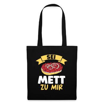Metzger Mett Mettbrötchen - Stoffbeutel - Schwarz - Vorne