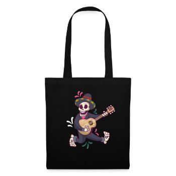 Mariachi Gitarre Skelett - Stoffbeutel - Schwarz - Vorne