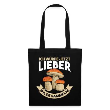 Pilzsammler Pilze Sammeln - Stoffbeutel - Schwarz - Vorne