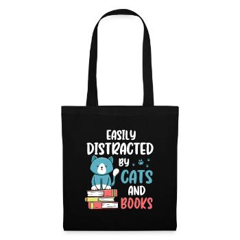 Easily Distracted By Cats and Books for Cat Book - Stoffbeutel - Schwarz - Vorne