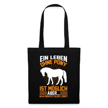 Pony Stall Ponybesitzer Reiten - Stoffbeutel - Schwarz - Vorne