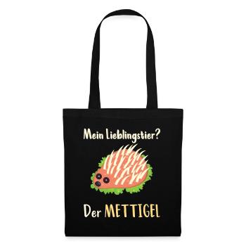 Mettigel aus Mett für Mettbrötchen - Stoffbeutel - Schwarz - Vorne
