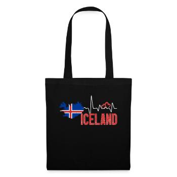 Iceland Flag Map Heartbeat for Icelandic Pride - Tote Bag - black - Front