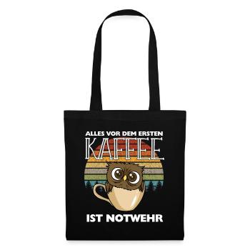 Kaffee Eule Langschläfer Morgenmuffel Koffein - Stoffbeutel - Schwarz - Vorne