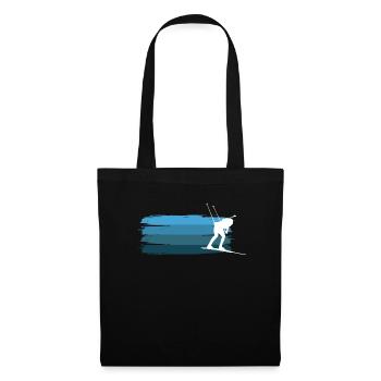 Vintage Biathlon Geschenk Langlaufen - Stoffbeutel - Schwarz - Vorne