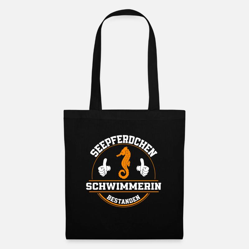 Schwimmabzeichen schwimmen Seepferdchen bestanden - Stoffbeutel - Schwarz