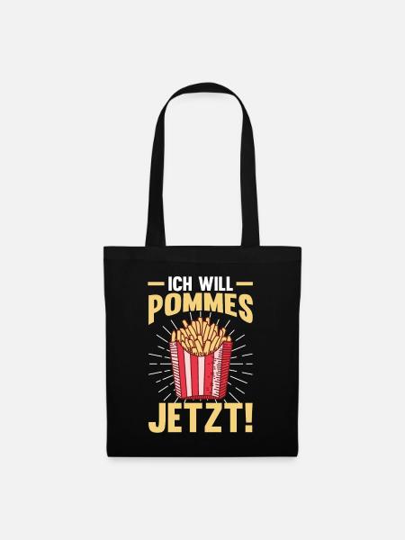 Ich will Pommes - Stoffbeutel - Schwarz