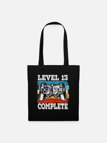 Kinder Level 13 Jahre Geburtstagsshirt Junge - Stoffbeutel - Schwarz
