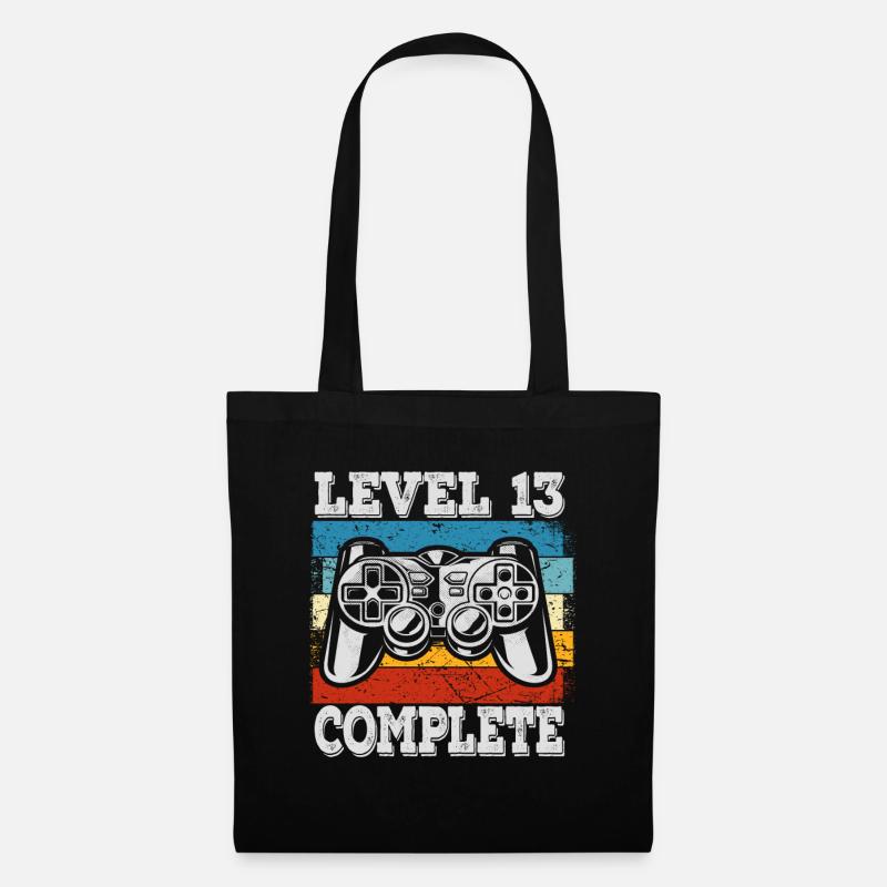 Kinder Level 13 Jahre Geburtstagsshirt Junge - Stoffbeutel - Schwarz