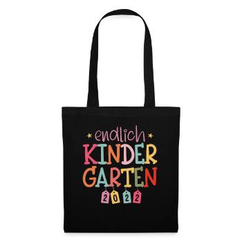 Endlich Kindergarten 2022 Mädchen - Stoffbeutel - Schwarz - Vorne